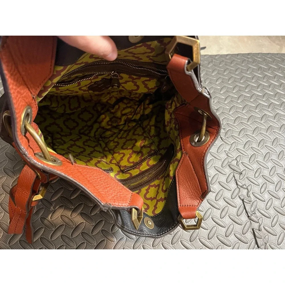 OrYANY Hobo Bag‎ Medium Brown Colorblock Pebbled Leather Slouchy Shoulder Bag